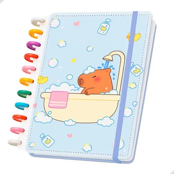 Caderno Inteligente Capivara 11 Discos A4 Universitário com Elástico 80 Folhas Escolar Pautado