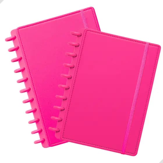 Kit 2 Caderno Inteligente A4 e B5 com Discos Coloridos 80 Folhas Escolar Capa Dura e Elástico
