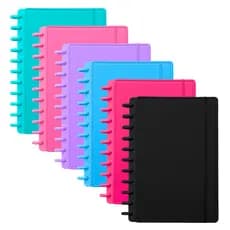 Caderno Inteligente Capa Dura Courino Repocisionável B5 10 Discos 80 Folhas Com Elástico Escolar