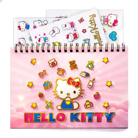 Caderno De Adesivos Hello Kitty Holográfico Com +330 Adesivos Decorativos Infantil Criativo