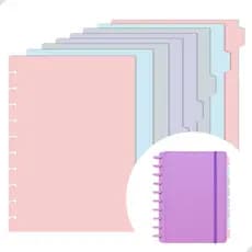8 Divisórias Caderno Inteligente B5 10 Discos Tons Pastel Organizadoras Colorido Material Escolar