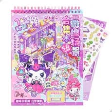 4 Cenários De Adesivos 3D + 4 Desenhos Aquarela Hello Kitty E Seus Amigos Com Pinça E Pincel