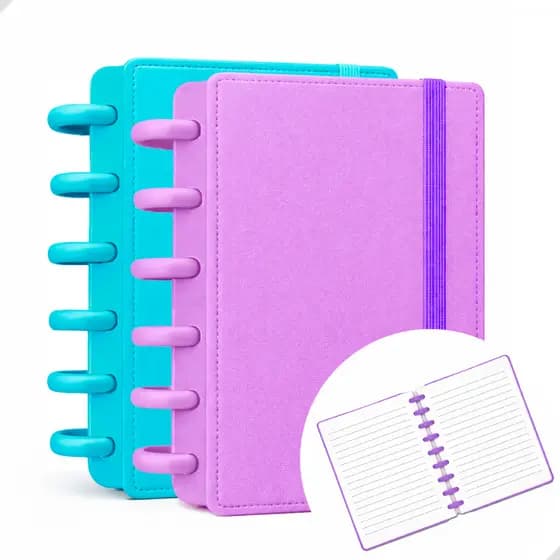 Kit 2 Caderno Inteligentes 6 Discos Pequeno Capa Dura A6 Com 80 Folhas Reposicionáveis 80g/m²