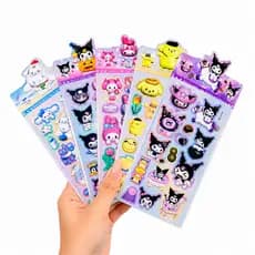 Kit 5 Cartelas De Adesivo Sanrio 3D Turma Hello Kitty Colorido Infantil Divertido Pelaria Fofa