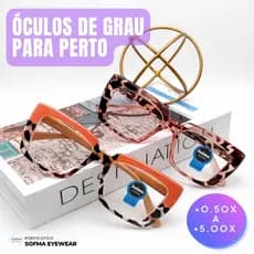 Óculos Quadrado Marília Grau +0,50 a +5,00 Feminino Leitura Hipermetropia Várias Cores