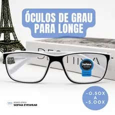Óculos de Grau Visão Longe Miopia com Lente Pronta -0.50 a -4,00 Unissex Leve Confortável Branco com Preto Várias Cores