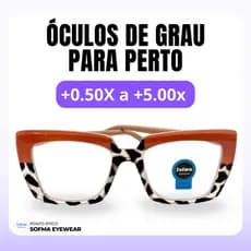 Óculos Quadrado Marília Grau +0,50 a +5,00 Feminino Leitura Hipermetropia Salmão Oncinha