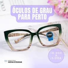 Óculos Hexagonal Marília Grau +0,50 a +5,00 Feminino Leitura Hipermetropia Azul Leopardo