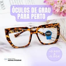 Óculos Hexagonal Marília Grau +0,50 a +5,00 Feminino Leitura Hipermetropia Tartaruga