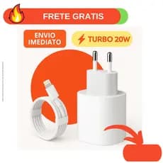 Kit Carregador De iPhone Fonte com Cabo Carregamento Rápido 1m PD 20w