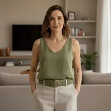 Blusa Regata Feminina Alça Larga Soltinha Elegante Decote V Tecido Duna