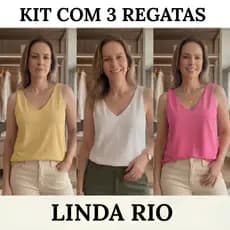 Kit 3 Blusa Regata Feminina Alça Larga Soltinha Elegante Decote V Tecido Duna Estilosa