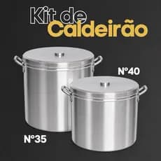 Kit de Caldeirão Hotel Industrial Grande com 2 peças Nº 35 e 40