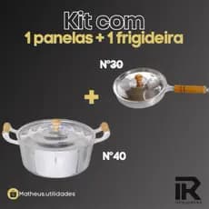 Panela Grande N°40 + Frigideira N°30 em Alumínio Fundido