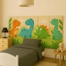 Cabeceira de Cama Modular Auto Colante Dinossauros + Fita de Fixação