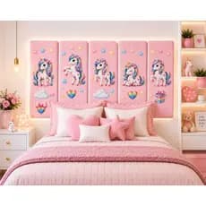Cabeceira de Cama Menina Unicórnio Quarto Infantil + Fita Auto Colante de Fixação
