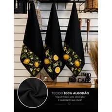 Kit 3 Panos de Prato Churrasco Cozinha Gourmet 100% Algodão