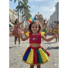 conjunto carnaval colorido frevo bordado guarda-chuva conjunto infantil colorido conjunto carnaval infantil