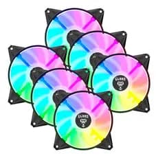 Kit 6 Cooler Fan ARGB Ventoinha para Gabinete Eurus 6pin 12V Preto PC Clanm Gamer