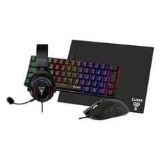 Kit Gamer Teclado Mecânico e Mouse Headset Mousepad Combo Darkline RGB Preto Clanm