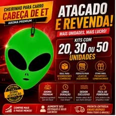 Cheirinho para Carro Atacado Cabeça ET | Kits 20, 30 ou 50 Unidades | Ideal para Revenda e Brindes
