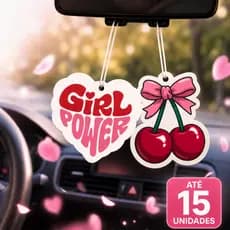 15 Aromatizador Automotivo Feminino Girl Power | Cheirinho Doce Suave para Carro | Pingente Retrovisor | Kit 4, 10 ou 15