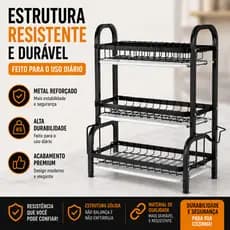 Escorredor De Louças 3 Andares Preta