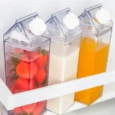 Garrafa Acrilico Caixa Leite Suco Transparente Jarra Tampa Armazenar Liquidos Geladeira