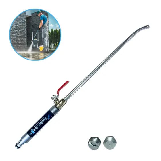 Esguicho Super Lavadora Alta Pressão Curto Turbojet P/ Mangueira De Jardim 1/2" Com Bicos Leque e JatoLava Calçada Carro