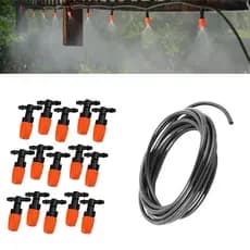 Kit 15 Bico Nebulizador Aspersor Irrigação + 15 Metros de Mangueira Tubo