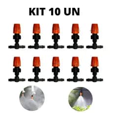 Kit 10 Peças Bico Nebulizador Aspersor Irrigação Ajustável jardim hortas plantas