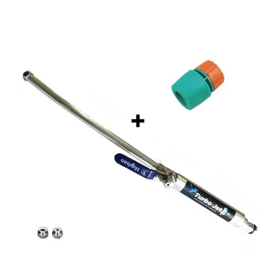 Esguicho Super Lavadora Alta Pressão Curto Turbojet P/ Mangueira De Jardim 1/2" Com Bicos Leque e Jato Lava Calçada Carro + Engate Rápido
