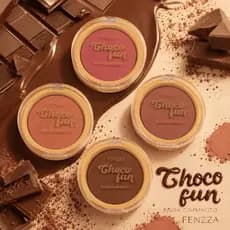 Blush Choco Fun Compacto Fenzza | Alta Pigmentação | Acabamento Natural | 4 Cores - Beleza e Maquiagem