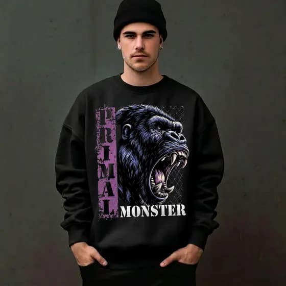 MOLETOM CARECA MONSTER PRIMATA MACACO MOLETON PRIMAL ALGODAO MASCULINO MOLETOM MONSTER ALGODAO MOLETOM NAO DESBOTA MOLET