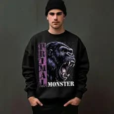 MOLETOM CARECA MONSTER PRIMATA MACACO MOLETON PRIMAL ALGODAO MASCULINO MOLETOM MONSTER ALGODAO MOLETOM NAO DESBOTA MOLET