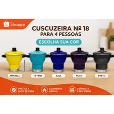 Cuscuzeira de Alumínio N 18 Colorido Cuzcuizeiro para 4 Pessoas Aluminio Amj.