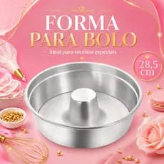 Forma Assadeira de Bolo com Furo Redondo 30 cm Alumínio Forma de Bolo Furo, Forma bolo Grande, Forma de Pudim