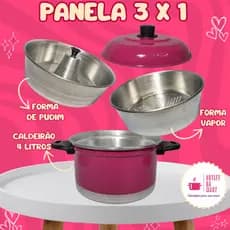 Panela Multiuso 3 em 1 de Alumínio Cozivapor Colorida