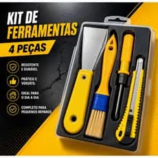 Kit Ferramentas 4 Peças Com Espátula de Metal Estilete Chave Phillips Pincel Profissional Multiuso