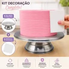 Kit de Confeitaria Bailarina Giratória de Confeitar  Bolos + Espátula Decoradora de Bolo 4 Lados Serrilhada
