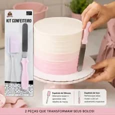 Kit Confeiteiro 2 Peças Espátula para Bolo + Espátula Pão Duro Silicone Decorar Confeitaria e Reposteria