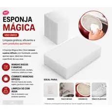 Kit com 10 Esponja Mágica Multiuso para Limpeza Pesada Remove Manchas Riscos e Sujeiras