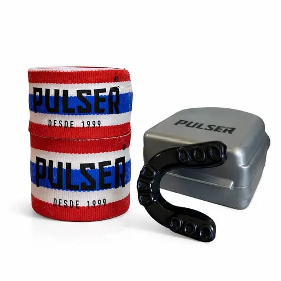 Kit Bucal Pulser + Bandagem Cor Tailândia 5 Metros Proteção para Boxe Muay Thai