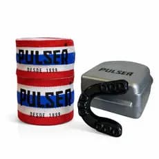 Kit Bucal Pulser + Bandagem Cor Tailândia 5 Metros Proteção para Boxe Muay Thai