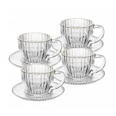 Jogo 4 Xícaras Café Wolff Império Cristal Com Fio De Ouro 110ml Com Pires