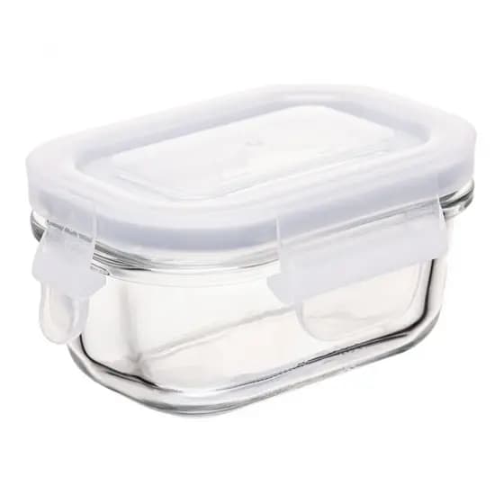 Pote Hermético Pequeno Retangular de Vidro Lyor 120ml com Tampa