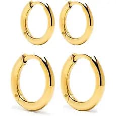 Brinco Argola Feminina Primeiro e Segundo Furo em Aço inoxidável 316l Antialérgico Cor Dourado ou Prata