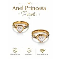 Anel Feminino Princesa Pérola No Aço Inoxidável