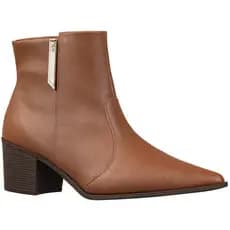 Bota Feminina GiGiL Bico Fino Cano Médio Salto Grosso Médio Detalhe Lateral Confortável  Blogueira