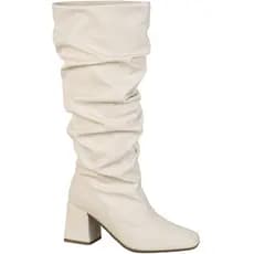 Bota Feminina Cano Alto Enrugado Slouch Bico Quadrado Salto Bloco Estilosa Agatha GiGiL